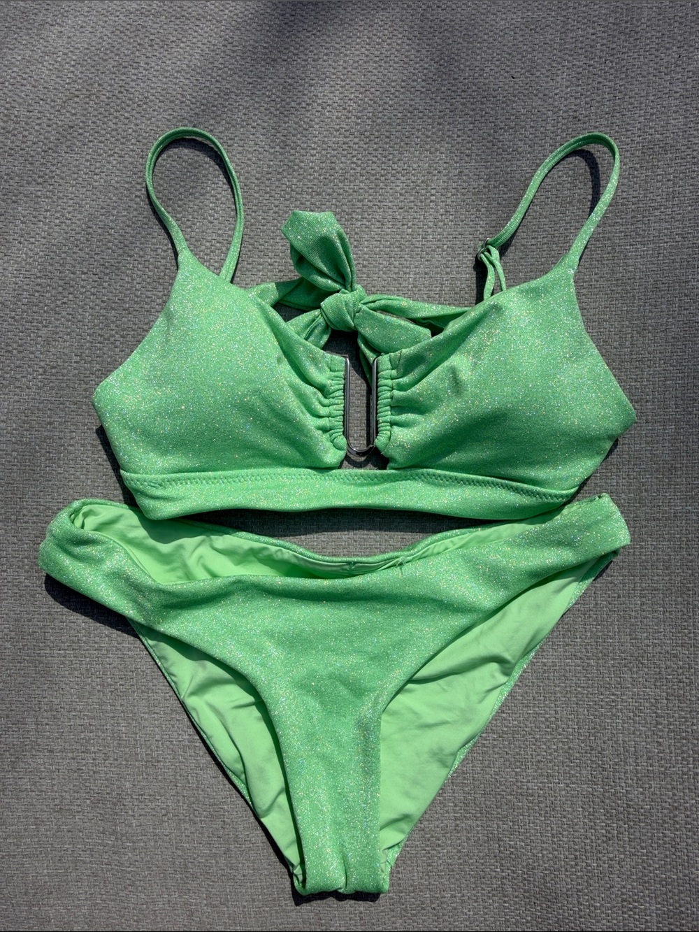 Women’s Green Sparkle Two-Piece Swim Set - M